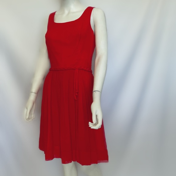 Vintage Maggi Stover Red Chiffon Party Dress - Picture 5 of 8